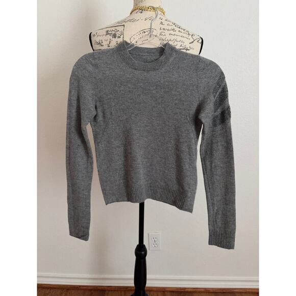 B56 Zadig & Voltaire Miss CP Arrow Cashmere Sweater Womens XS Studded Rock Chic - Picture 2 of 10